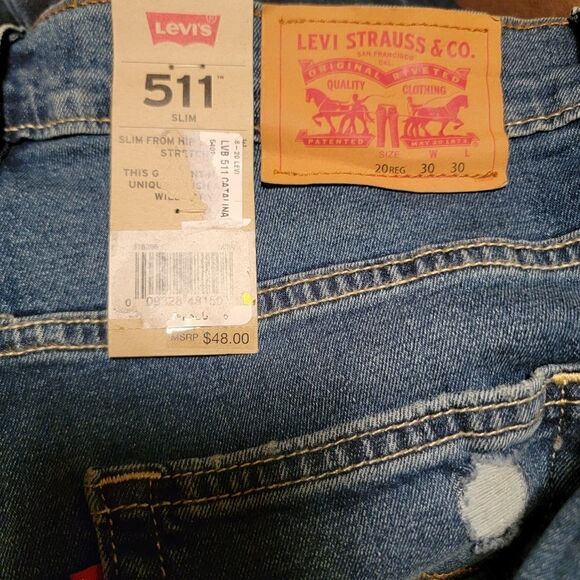 Levi's 511 Slim Stretch Paint Jeans size 20 30x30 NWT - Picture 4 of 4